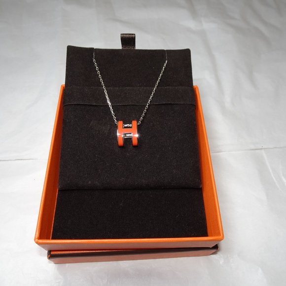 Hermes Pop H Ceramic Necklace Silver Chain - Picture 3 of 13